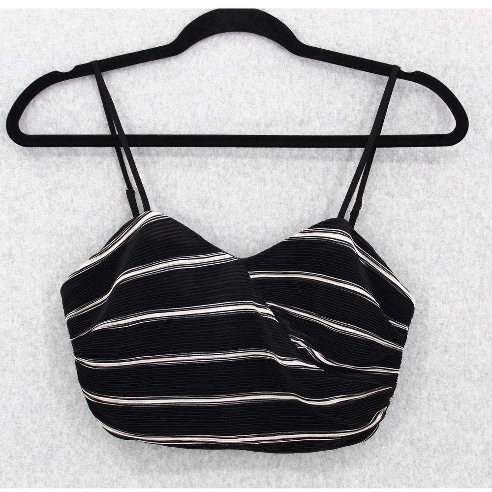 House of Harlow 1960 x REVOLVE Sleeveless Crop Top S Pleated Black White Striped